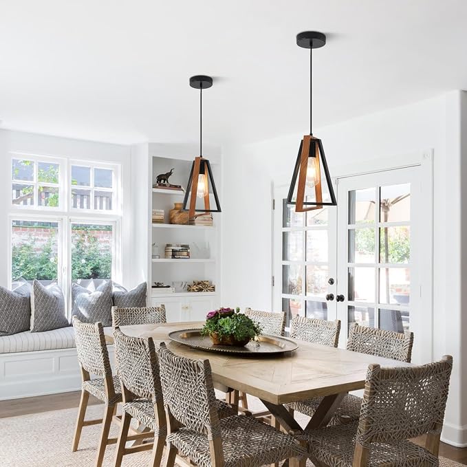 Modern Pendant Lighting Black Pendant Lights Kitchen Island 2 Pack Industrial Metal Pendant Light Fixtures Mid Century Hanging Lamp for Living Room Dining Room - Image 4