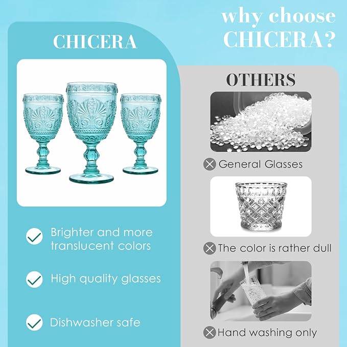 6 Pcs Green Wine Glasses,Goblet Glasses,Vintage Glassware, Made of Sturdy and Durable Glass Can be Used for Weddings, Everyday Fun Parties and More! - Image 3