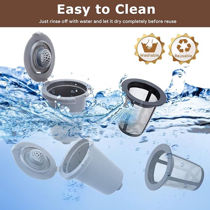 KEEPOW 4PCS Reusable Filter Cup for Cuisinart Coffee Maker Filter Replacement Parts, Reusable Coffee Filters for Cuisinart Single Serve Coffee Maker for HomeBarista Reusable Filter Cup, Gray
