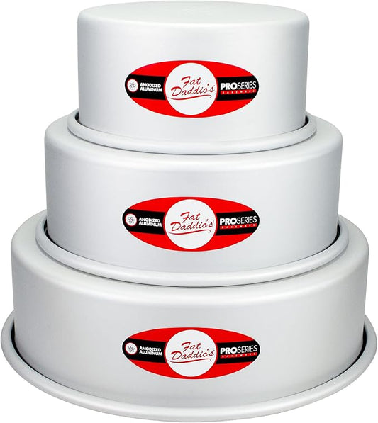 Fat Daddio's Anodized Aluminum 3-Tiered Round Cake Pan Set by FatDaddios