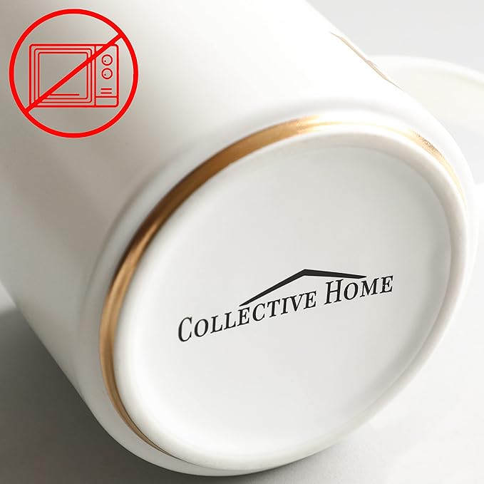 COLLECTIVE HOME - Monogram Ceramic Mugs, 15 oz Golden Initial Coffee Cups, Elegant Alphabet Tea Mugs, Elegant Personalized Mug with Gift Box, Luxurious Cups for Office and Home (t)
