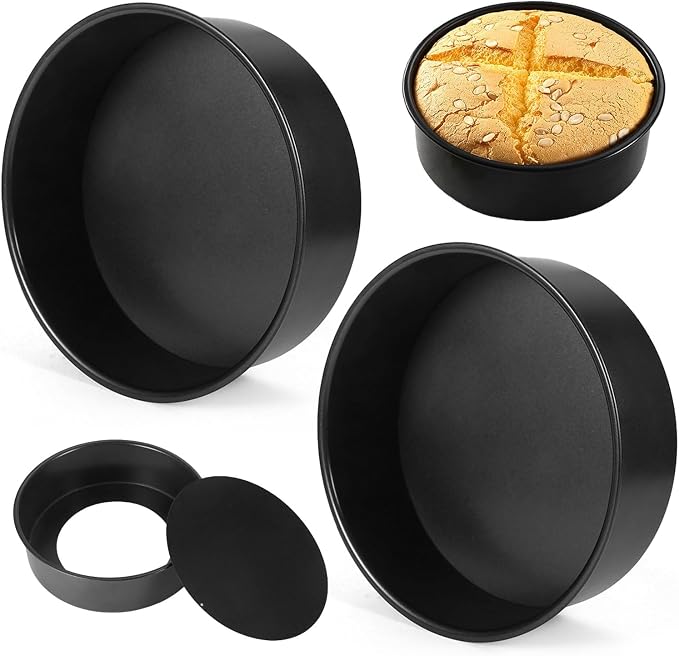 8.27 In Round Cake Pans Set of 2 Deep Nonstick with Removable Bottom - Image 3