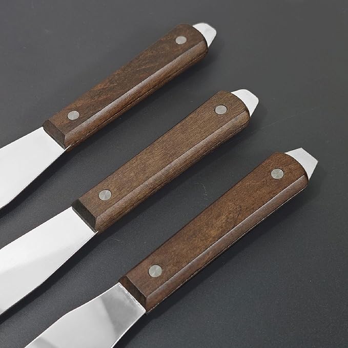 Gugxiom 6Pcs Straight Icing Spatula Set, Stainless Steel Cake Decorating Frosting Spatulas, with Wooden Handle