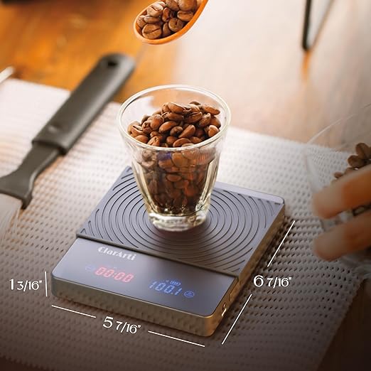 Sensitive Coffee Scale with Timer – High Accuracy Small Espresso Scale for Barista Tools, Pour Over, and Drip Coffee – Precision Espresso Scale with Timer
