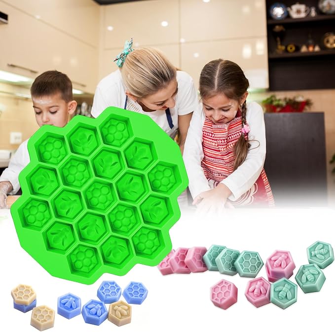 19 Cavity Honeycomb Silicone Mold, Food Grade Bee Silicone Baking Mold, Non-Stick Gummy Molds for Chocolate, Candy, Jelly, Ice Cube, Soap Making (Green) - Image 7