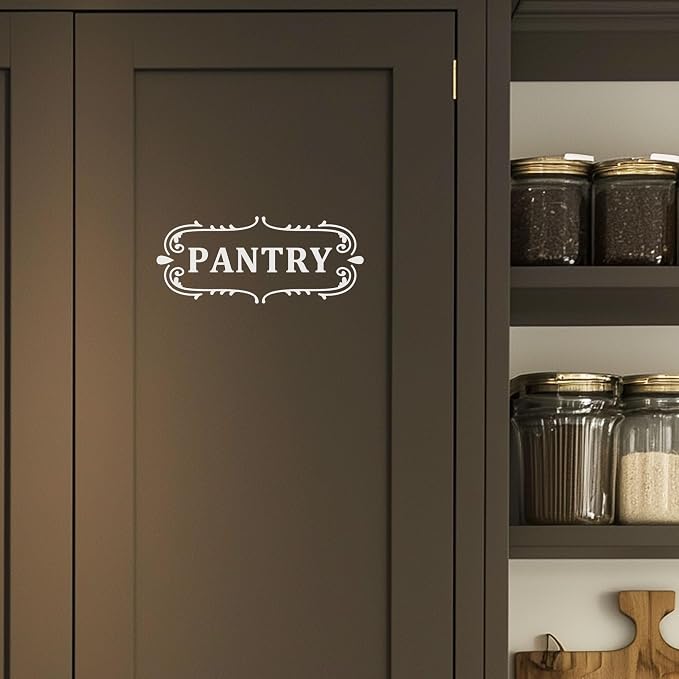 Pantry Room Vinyl Decal, Kitchen Pantry Door Decal, Pantry Door Sign, Farmhouse Kitchen Decor Vinyl Sticker (13.7 x 5.8 inch, White) by Handmade