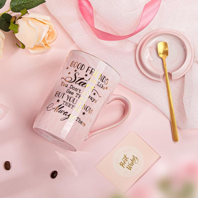 Best Friend Birthday Gifts for Women, Friendship Gifts for Women, Unique Mothers Day Birthday Gift Ideas for Her, Friends Female, Besties, BFF Ceramic Marble Coffee Mug Gift Box Printed Gold 14 oz | Unique Mothers Day Birthday Gift Ideas for Her Friend... - Image 8