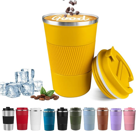 Insulated Travel Coffee Mug, Stainless Steel Coffee Cup with Leakproof Lid | Double-wall insulation keeps drinks hot or cold for hours, with a leakproof lid and portable stainless steel design by YINBAOGE