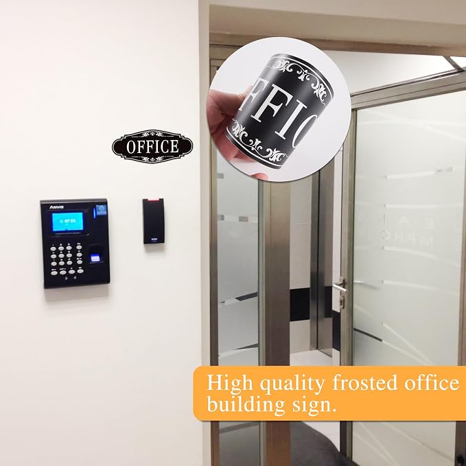 The Office Door Sign for Home and Business，Self-Adhesive Waterproof and Fade-Resistant Modern Office Sign Sticker for House，Business，Door, Window Black - Image 5