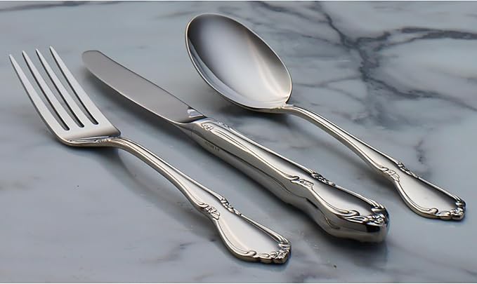 Oneida Silverware Set, Chateau 5-Piece Fine Flatware Place Setting, Service For 1, Dishwasher Safe, 18/10 Stainless Steel, Knives Spoons And Forks, Kitchen and Dining Utensils Set (Silver, 5 Piece) - Image 5