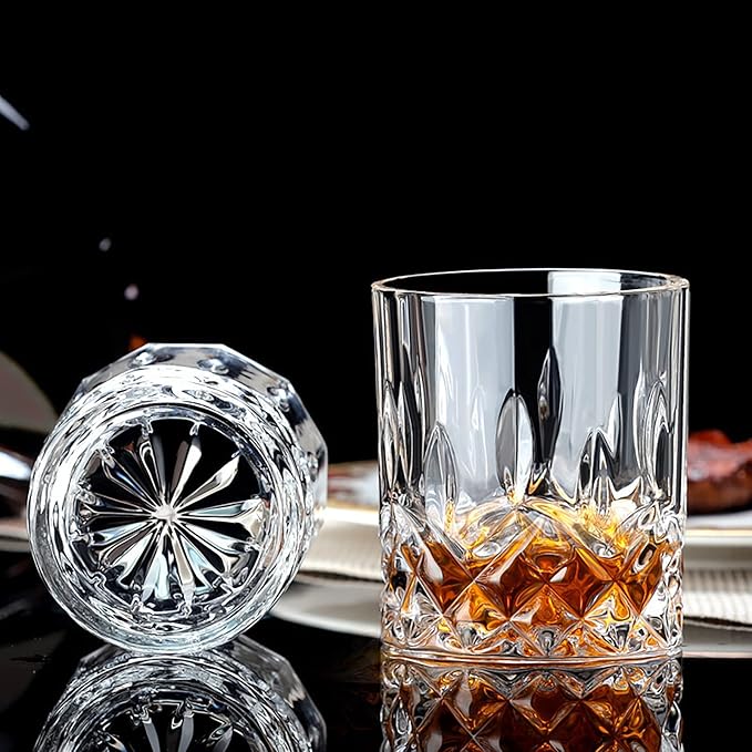 Drinking Glasses, 12 Piece Crystal Glass Cups, Mixed Glassware Set, 6 pcs Crystal Old Fashioned 11oz Highballs and 6 pcs 11oz Whiskey Glasses, Great for Cocktail, Whisky and other Beverages - Image 4