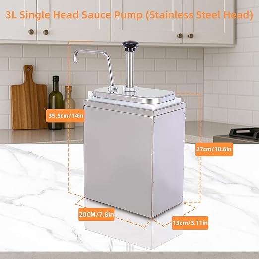 3.17 Quart Ketchup Pump Dispenser,Condiment Dispenser Pump, Large Capacity Detachable Leak-Proof Design for Sauce, Honey, Syrup,Soy Sauce,Mustard,Cheese (1 pumphead, 3.17 QT Each)