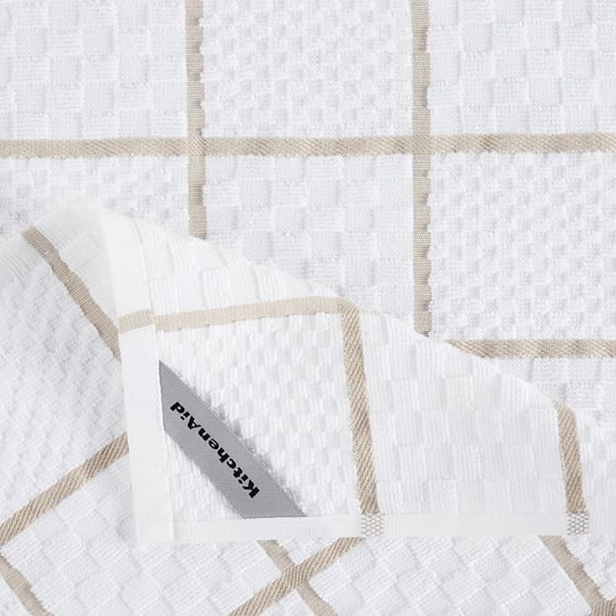 KITCHENAID Quilted Cotton Terry Cloth Oven Mitt, Pot Holder, Kitchen Towel 4-Pack Set, Heat Resistant, Silicone Grip, 16"x26", 7"x13" & 7"x10", Milkshake Tan - Image 9