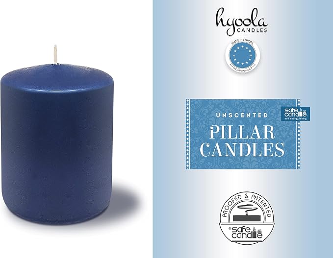 Hyoola Midnight Blue Pillar Candles 2x3 Inch - 4 Pack Unscented Pillar Candles - European Made - Image 5