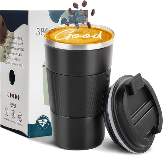 Insulated Travel Coffee Mug, Stainless Steel Coffee Cup with Leakproof Lid | Double-wall insulation keeps drinks hot or cold for hours, with a leakproof lid and portable stainless steel design by YINBAOGE