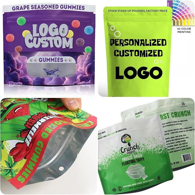 1000 Pcs Custom Print Aluminium Foil Bags(Min Order 1000 Pcs),Smell Proof Pouch for Business Packaging,Resealable Stand Up Zipper Bag for Food Storage,Pet,Dried Food,Snack(Exclude Shipping Fee） - Image 6