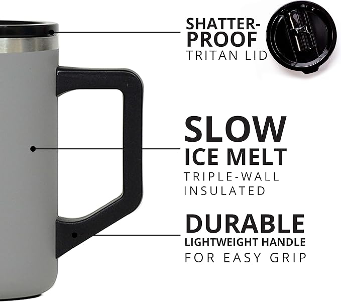 Elemental Insulated Coffee Mug - Triple-Wall Stainless Steel Summit Travel Cup for Hot and Cold Drinks - Thermal Coffee Mug with Lid and Handle for Camping, Office & Travel 16oz - Graphite - Image 3