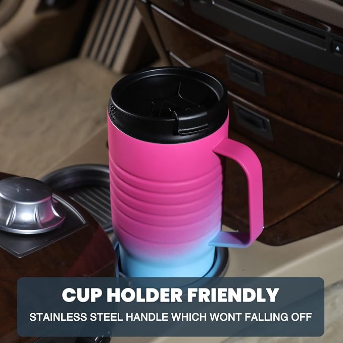 HAUSHOF 24 oz Travel Mug with Handle, Stainless Steel Vacuum Insulated Coffee Travel Mug, Double Wall Travel Mugs with Leakproof Lid, BPA Free - Image 2