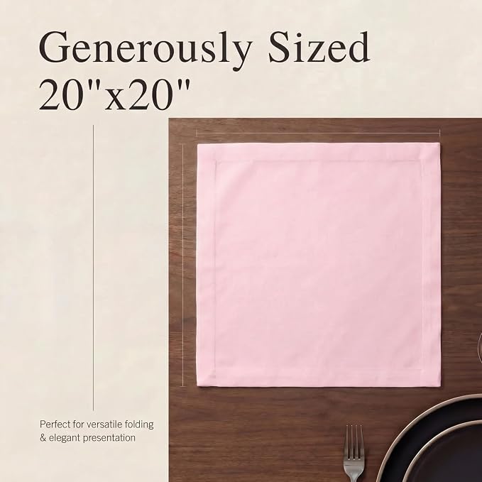 Urban Villa Cloth Napkins Cotton 20x20 (Set of 12) Pink - Image 6