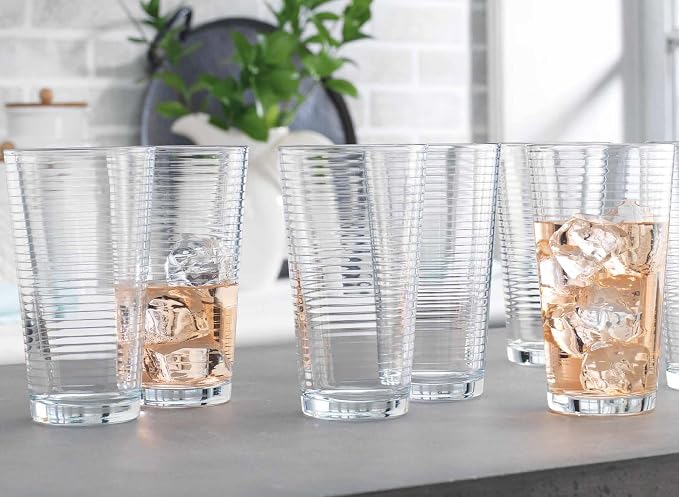Glaver's Drinking Glasses Set of 10 Highball Glass Cups, Premium Quality 17 Oz. Coolers, Ribbed Glassware. Ideal for Water, Juice, Cocktails, and Iced Tea. Dishwasher Safe. - Image 7