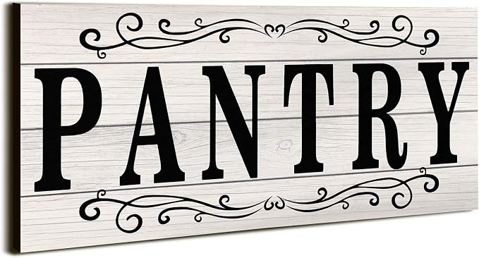 Jetec Pantry Sign Wall Decor 16 x 6 Inch Farmhouse Wood Pantry Signs Rustic Retro Hanging Wooden Art Plaque Decorative for Kitchen Restaurant Door Room Home Decoration(White) by Jetec