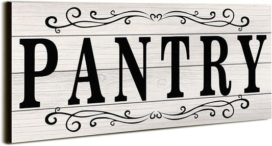 Jetec Pantry Sign Wall Decor 16 x 6 Inch Farmhouse Wood Pantry Signs Rustic Retro Hanging Wooden Art Plaque Decorative for Kitchen Restaurant Door Room Home Decoration(White) by Jetec
