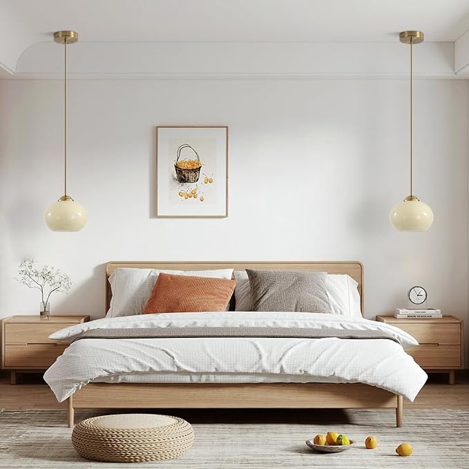 KCO Lighting Gold Kitchen Island Lighting Small Yellow Glass Globe Pendant Light Fixture Brass Hanging Light Fixture for Dining Room Entryway Hallway - Image 7