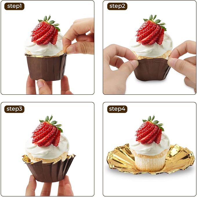 EUSOAR Cupcake Ramekins, 100pcs 3.5 oz Aluminum Foil Muffin Liners, Cupcake Liners, Aluminum Foil Baking Cups, Little Foil Holder Cups for Wedding Birthday Party - Image 2