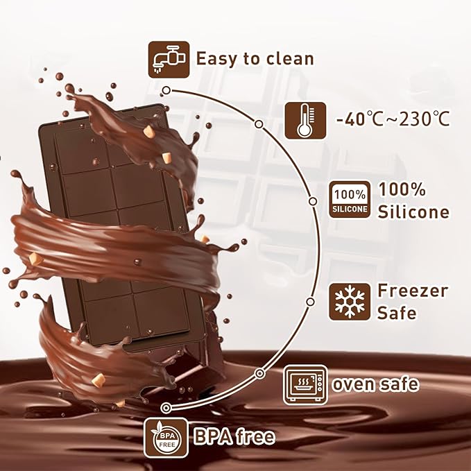 Deep Chocolate Bar Dubai Molds 3 Pack, 1 Inch Deep Large and Thick Silicone Chocolate Bar Silicone Thick Mold for Stuffed Bar, Big Candy Mold