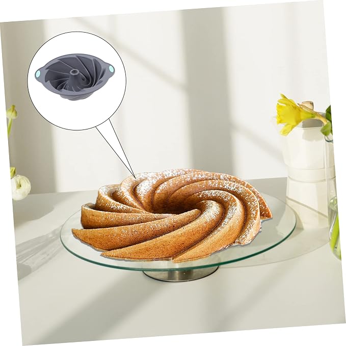 SHOWERORO 1pc Silicone Baking Mold for Chiffon Cake Steel Design Microwave Oven Safe Tool Light Grey - Image 5