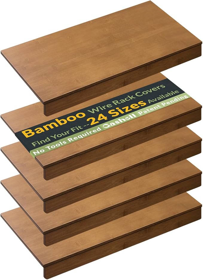Gashell Wire Shelf Covers, Bamboo Wire Rack Covers for Pantry, Closet (5pcs, 33" W x 12" D) by GASHELL