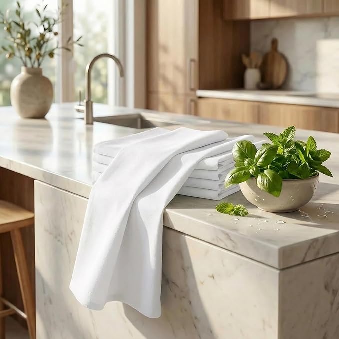 Urban Villa Kitchen Towels Cotton Dish Towels 20”x30” (Set of 6) White - Image 6