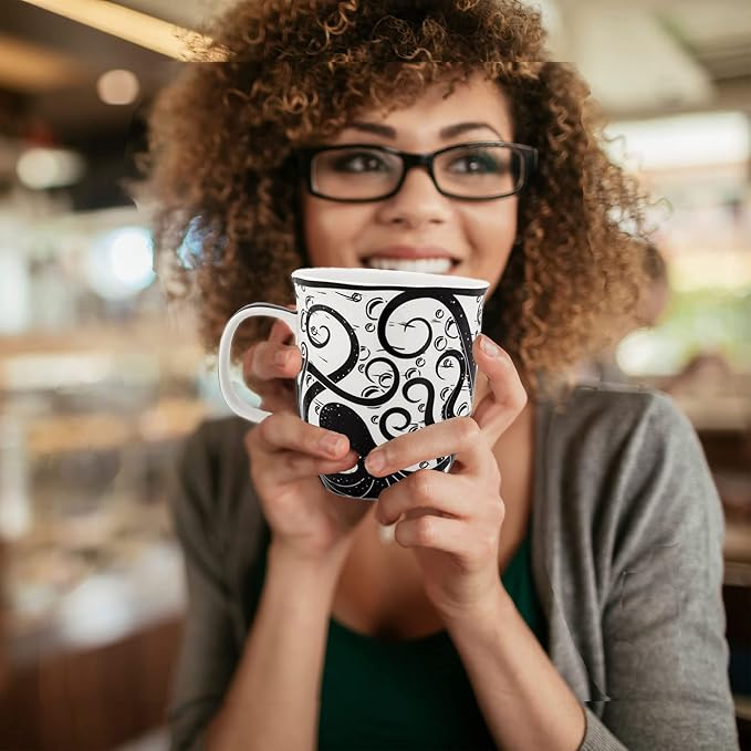 Karma Gifts 14 oz Black and White Boho Mug Octopus - Cute Coffee and Tea Mug - Ceramic Coffee Mugs for Women and Men - Image 6