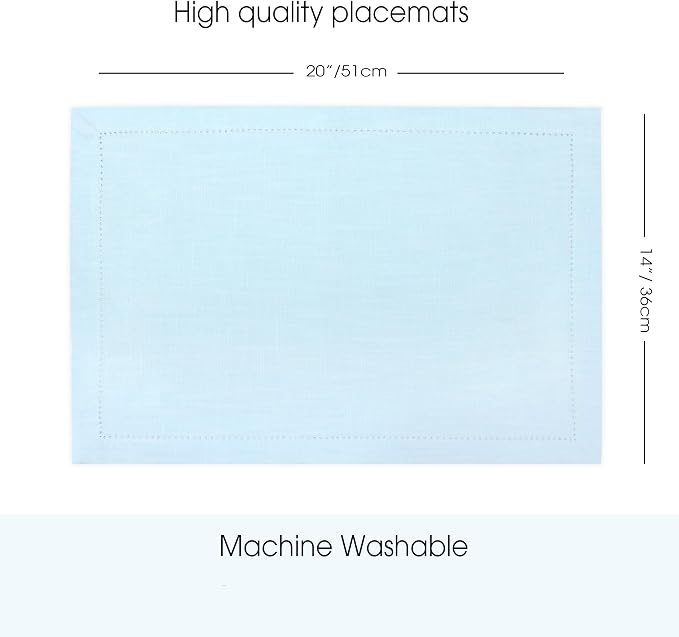 Urban Villa Two Tone Placemat Cotton Tablemat 14x20 (Set of 6) Sky Blue - Image 4