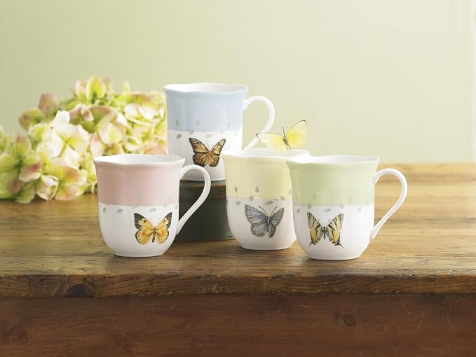 Lenox Coffee Mug Set, Butterfly Meadow Colors 4-Piece Mug Set, Service for 4, White Porcelain Mugs, 10 Oz Capacity, Microwave & Dishwasher Safe, Ceramic Mugs, Coffee Cups, Tea Cup (Assorted, 4 Piece) - Image 5