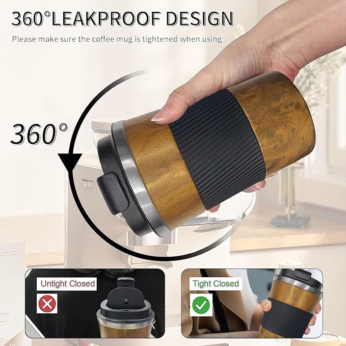 Insulated Travel Coffee Mug, Stainless Steel Coffee Cup with Leakproof Lid | Double-wall insulation keeps drinks hot or cold for hours, with a leakproof lid and portable stainless steel design - Image 5