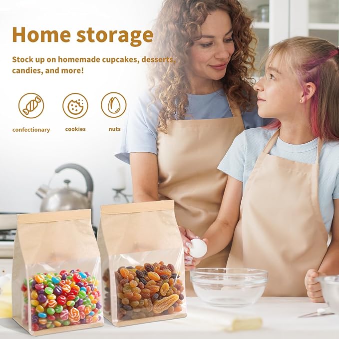 100 Pack Bread Bags with Tin Tie，Small Bakery Bags with Clear Window，Bagel Bags，Cookie Bag for Bakery, Homemade Bread，Popcorn，Cookies，Coffee Bean - Image 4