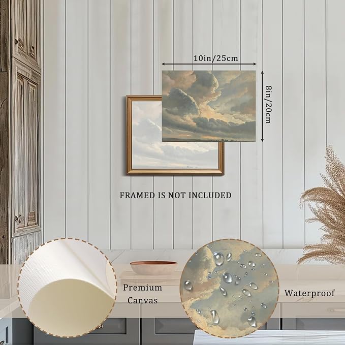 XOCUUI Unframed Canvas Wall Art Vintage Decor, Home Decor Classical Oil Painting Cloud Study Canvas Prints Wall Decorations Bathroom Decor Wall Art, 8"x10" - Image 3