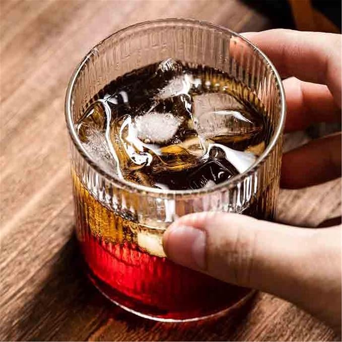 drinking glassware Clear Vertical Striped Glass Tumbler, 260ML - Image 5