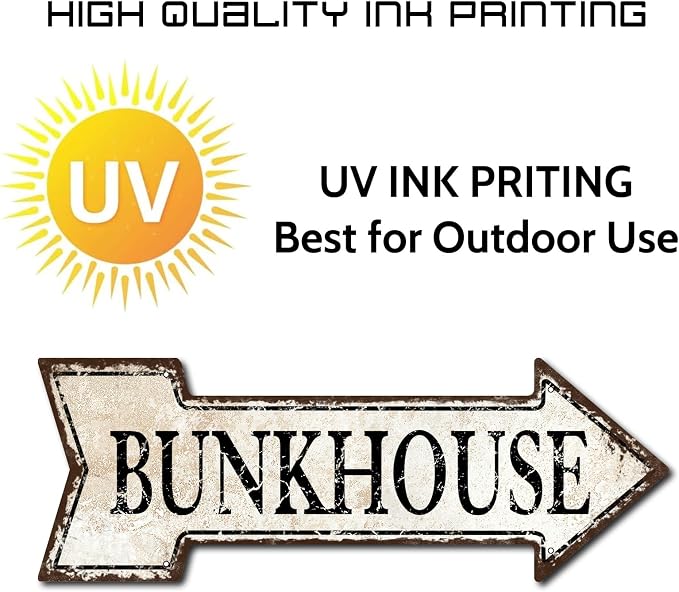Mukuko Vintage Look Bunkhouse Sign 6" x 18" Arrow Tin Metal Sign | Farmhouse Wall Decor Art, Country Decorations, Rustic Retro Home, Cowboy Ranch Gift - Image 4