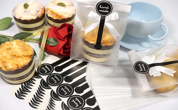 SAILING-GO Cookies Bags for Packaging Cake Candy, 200 Pack with Stickers | For Cookie, Cake, Chocolate, Candy, Snack, Wrapping, Good for Bakery Party, business orders, market samples - Image 7