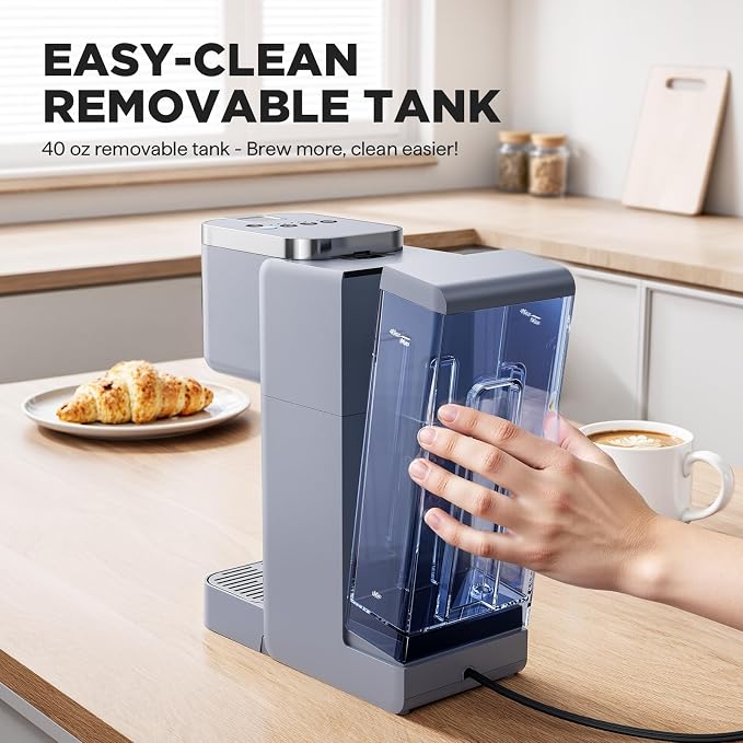 Tastyle Single Serve Coffee Maker for K Cups and Grounds with 3 Brew Styles | 40oz Removable Water Tank, 6 to 24oz Brew Size, Compact Design, Fits 7.3" Travel Mug, for Home, RVs and Office, K330IC, Gray - Image 6