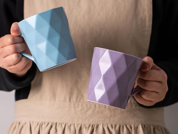 11 Ounce Porcelain Mugs, Set of 6, Tea and Cocoa Mug Set, Purple, Matte - Image 3
