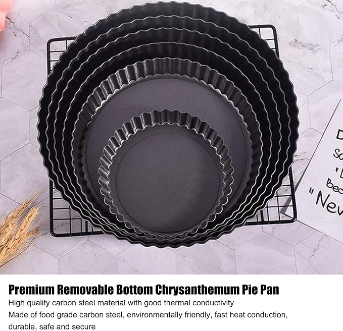 Non Stick Deep Tart Pan with Removable Bottom, Premium Baking Dish for Quiche and Pies, Carbon Steel Material, for Home Bakers and Professionals, 9" ([Thickened] 11-inch live bottom pie plate) - Image 2