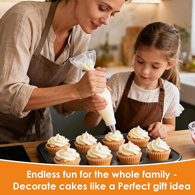 6Pcs Large Piping Tips Set, Stainless Steel Cake Decorating Tips, Piping Nozzles Decorating Tip Frosting Icing Tip For Buttercream, Icing, Birthday Cake and Decorating(1M，6B，195，853，1A，D42)