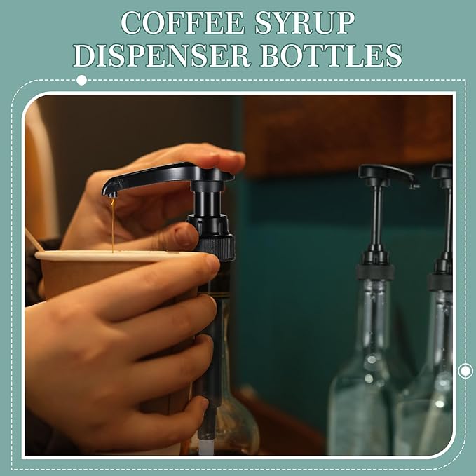 Maxdot 2 Pcs 25 oz Syrup Bottles with Pump Long Neck Bottles Plastic Syrup Pump Dispenser for Coffee Bar Accessories Home Party