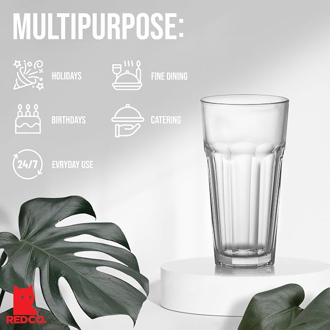 Red Co. Set of 6 Clear Glass 16 Fl Oz Drinking Highball Tumblers for Water, Juice, Beer, Cocktails - Image 3