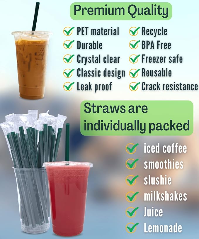 Cappatua 20 oz Clear Plastic Cups with Lids and STRAWS, Disposable Drinking Cups for Cold Drinks, Iced Coffee, Milkshakes, Smoothies, 25 Sets - Image 2