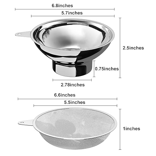 Canning Funnel with Stainless Steel Filter for Wide Mouth Mason Jars - Kitchen Filling Stainless Steel Wide Mouth Funnel（for Wide Mouth Mason Jars）