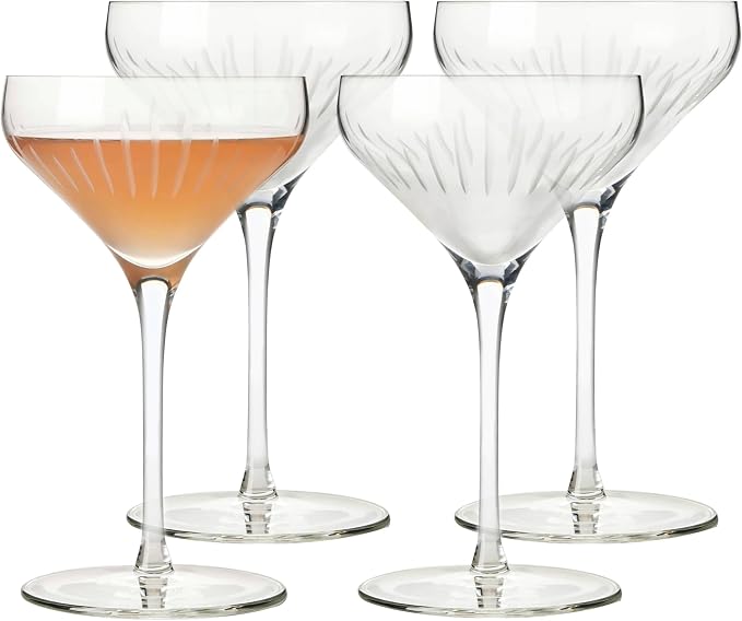 Libbey Signature Greenwich Coupe Cocktail Glasses Set of 4, Dishwasher Safe 8 Oz Coupe Wine Glasses, Stemmed Cocktail Glasses for Weddings, Birthdays by Libbey